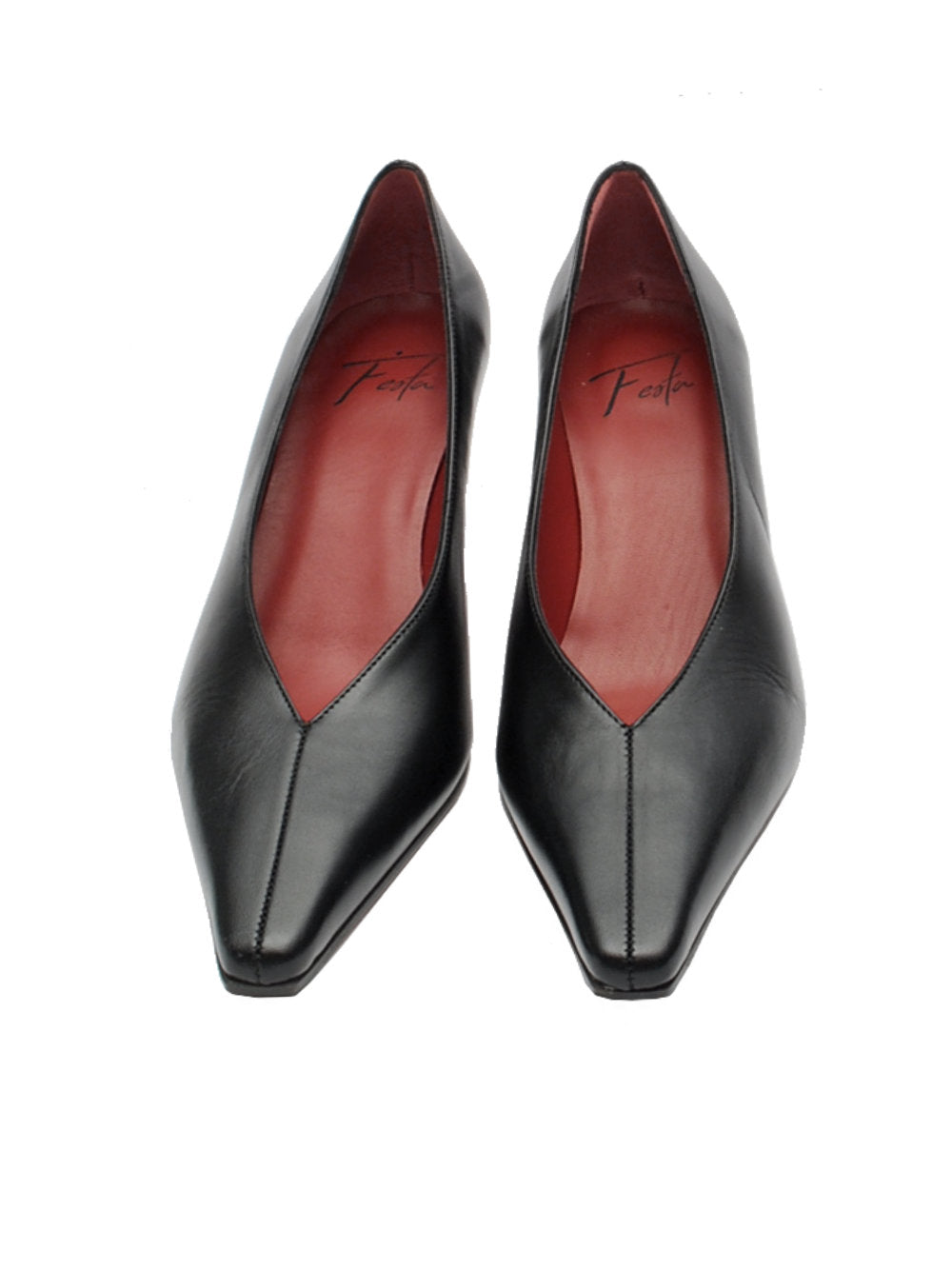 Décolleté Festa Falira - Nappa Nera Tacco Retrò 5cm Ai25 - Calzature Nucca