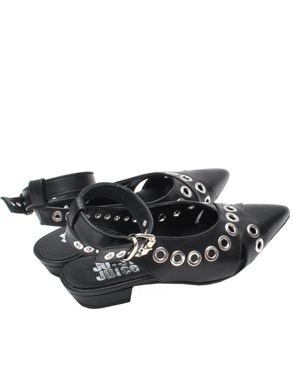 Slingback Donna Juice M809M7 Vitello Nero Borchie Pe25- Calzature Nucca