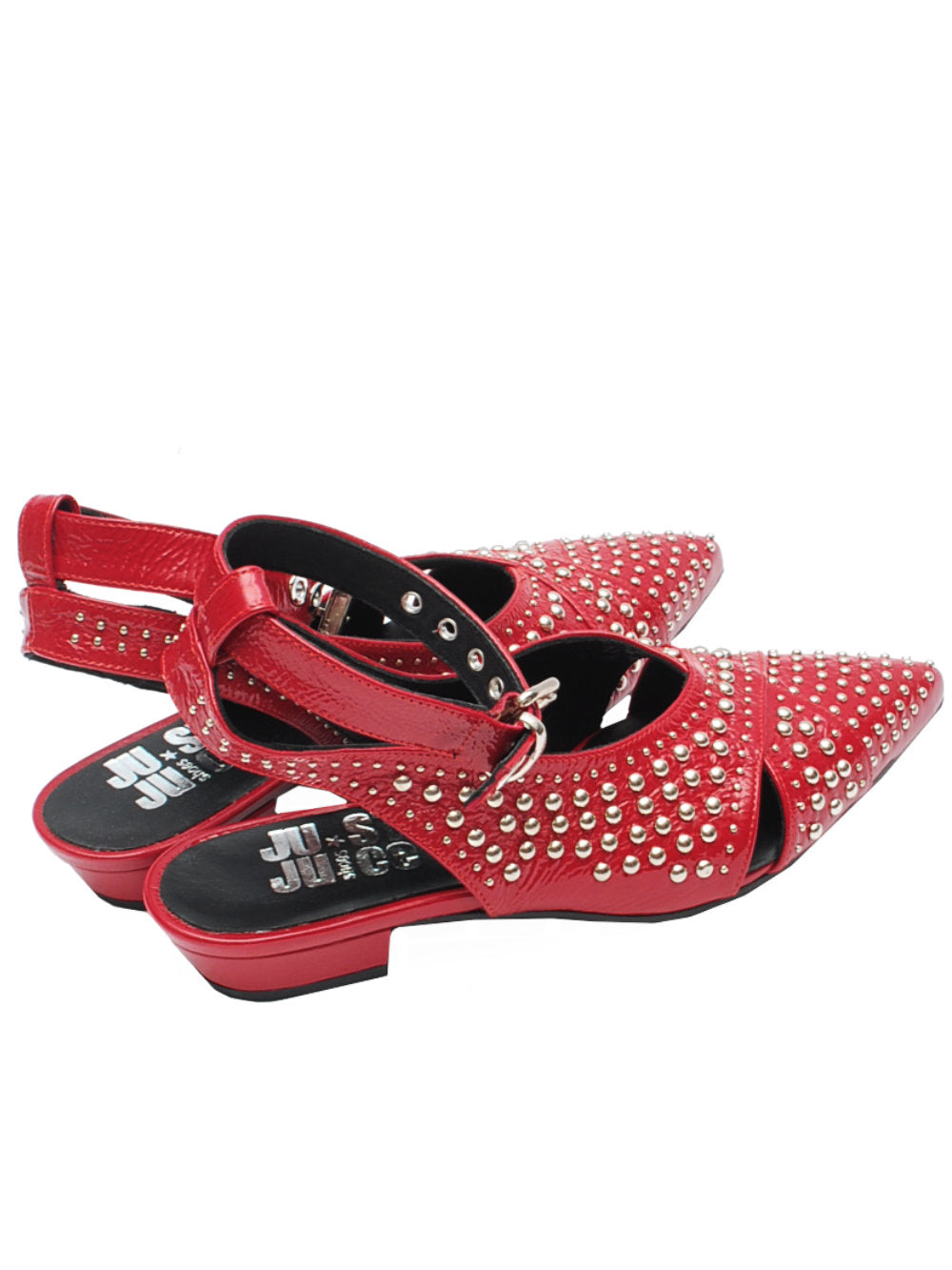 Slingback Donna Juice M809M8 Vernice Rossa Borchie Pe25- Calzature Nucca