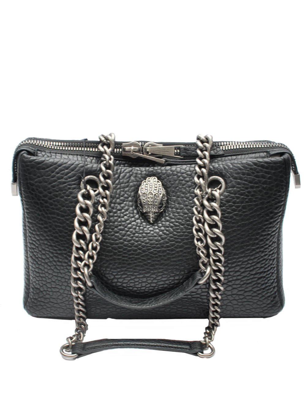 Borsa Shopping Kurt Geiger Kensington Shoulder Kurt - Pelle Nera Martellata Ai25 - Calzature Nucca