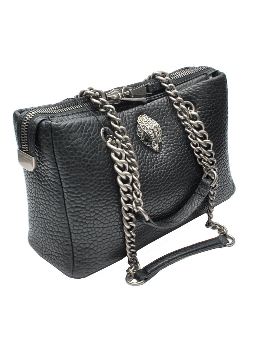 Borsa Shopping Kurt Geiger Kensington Shoulder Kurt - Pelle Nera Martellata Ai25 - Calzature Nucca