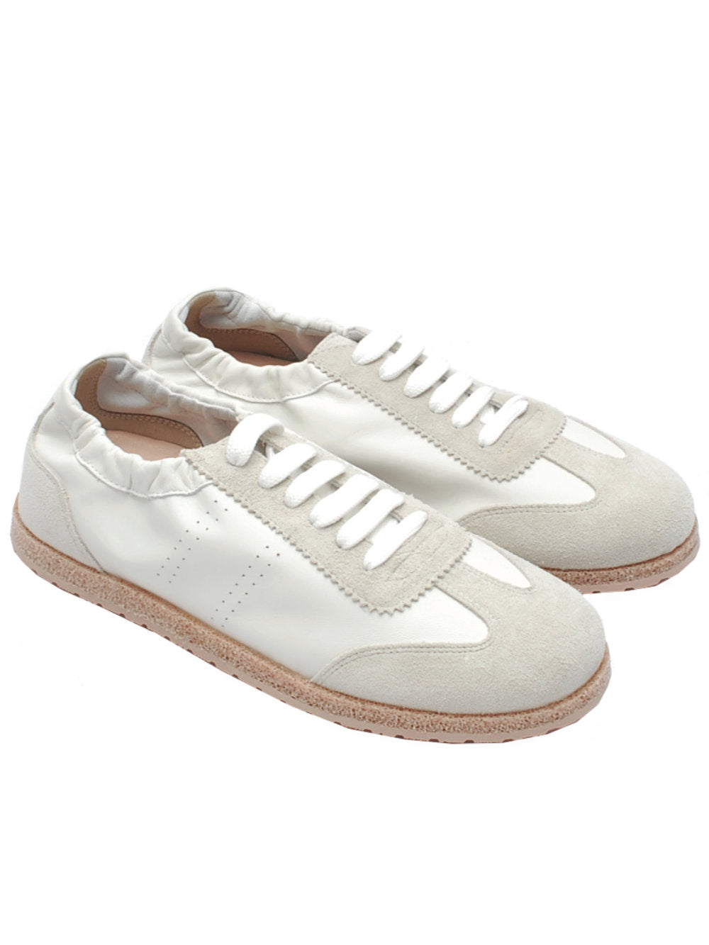 Sneakers Donna Lara Manni 1003 Nappa Bianca Camoscio Ghiaccio Pe25- Calzature Nucca