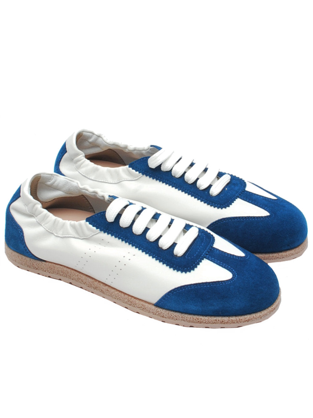 Sneakers Donna Lara Manni 1003 Nappa Bianca Camoscio Blu Pe25- Calzature Nucca