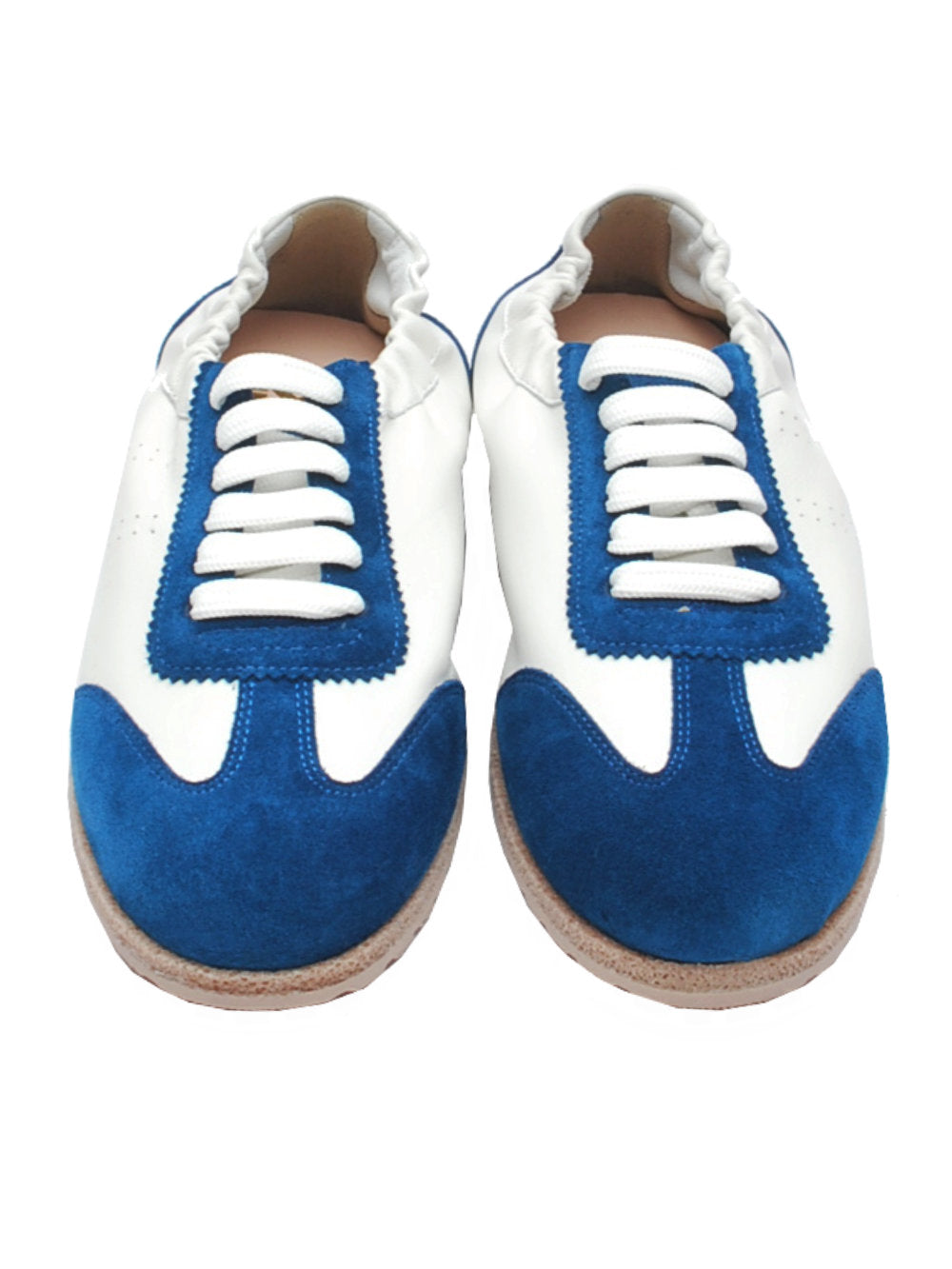 Sneakers Donna Lara Manni 1003 Nappa Bianca Camoscio Blu Pe25- Calzature Nucca