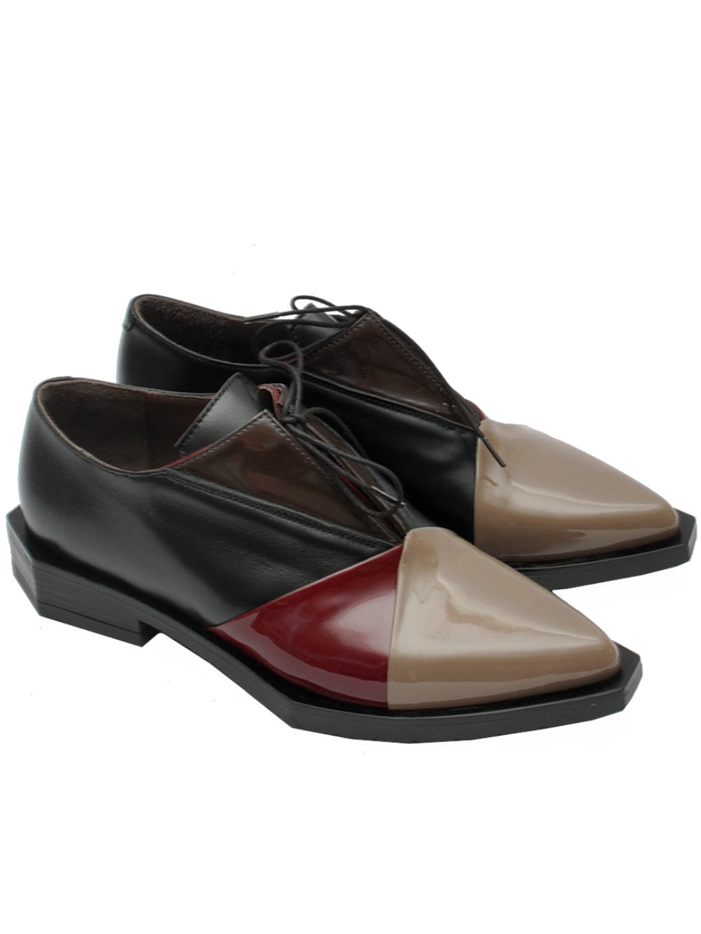 Francesina Donna Le Bohemien G18 - Vitello Nero e Vernice Multicolor Ai25 - Calzature Nucca