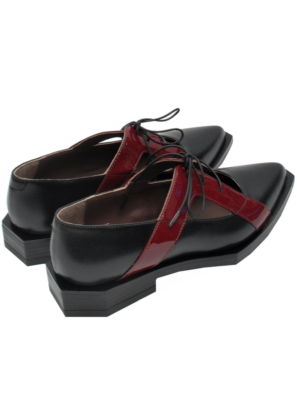 Scarpa Donna Le Bohemien G19 - Vitello Nero e Vernice Bordeaux Ai25 - Calzature Nucca