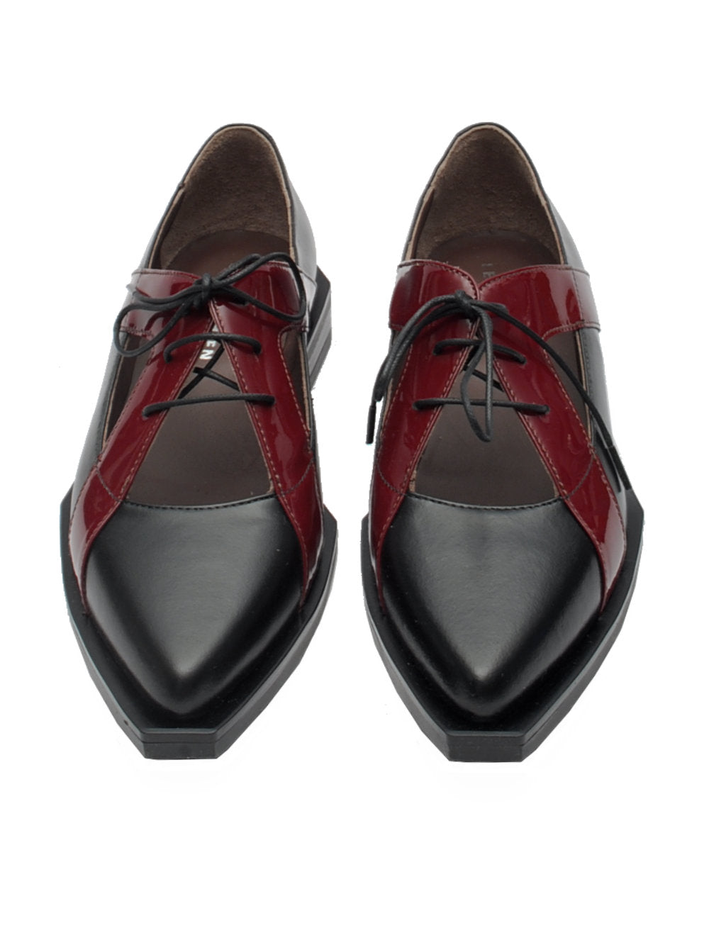 Scarpa Donna Le Bohemien G19 - Vitello Nero e Vernice Bordeaux Ai25 - Calzature Nucca