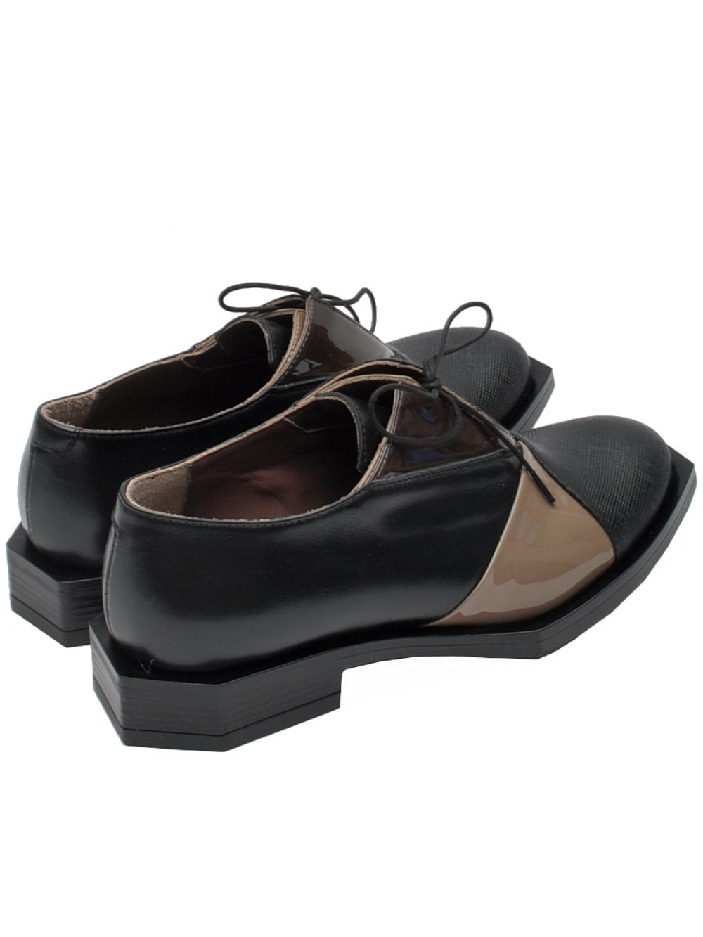 Francesina Donna Le Bohemien K34 - Vitello Nero e Vernice Taupe e Moro Ai25 - Calzature Nucca