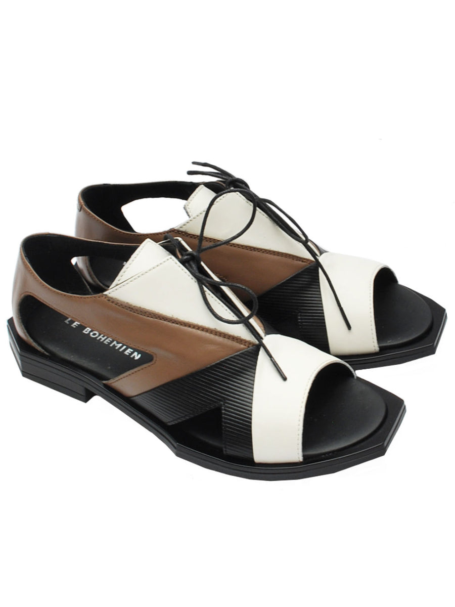 Sandali Donna Le Bohemien SC18 Caffè Latte Nero Pe25 Calzature Nucca