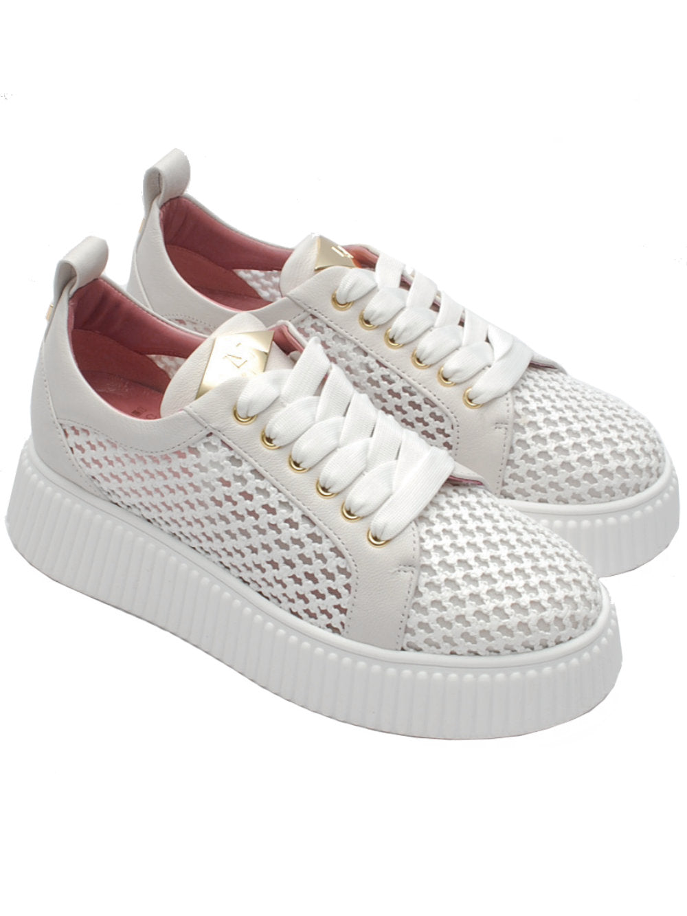 Sneakers Donna Lorenzo Mari Sally 22 Rafia Bianca Pe25 - Calzature Nucca