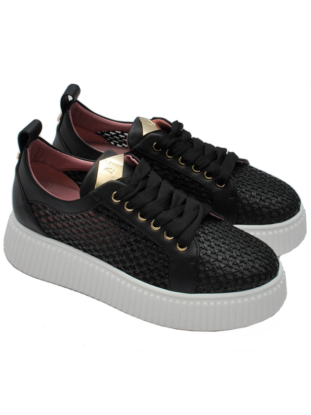 Sneakers Donna Lorenzo Mari Sally 22 Rafia Nera Pe25 - Calzature Nucca