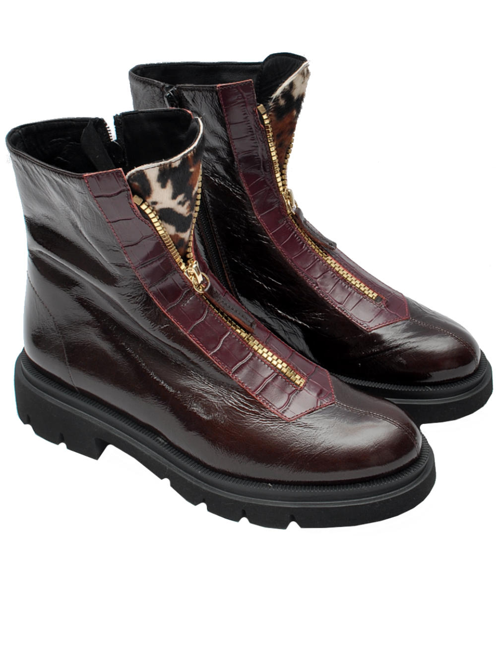 Tronchetto Donna Midare Art. 388 - Pelle Lucida Mogano Ai25 - Calzature Nucca