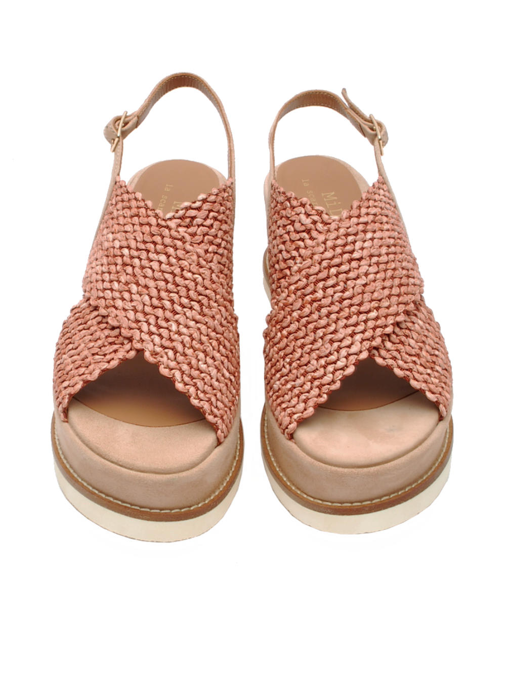 Sandalo Midare 2203 Vitello Camoscio e Rafia Nude Pe26