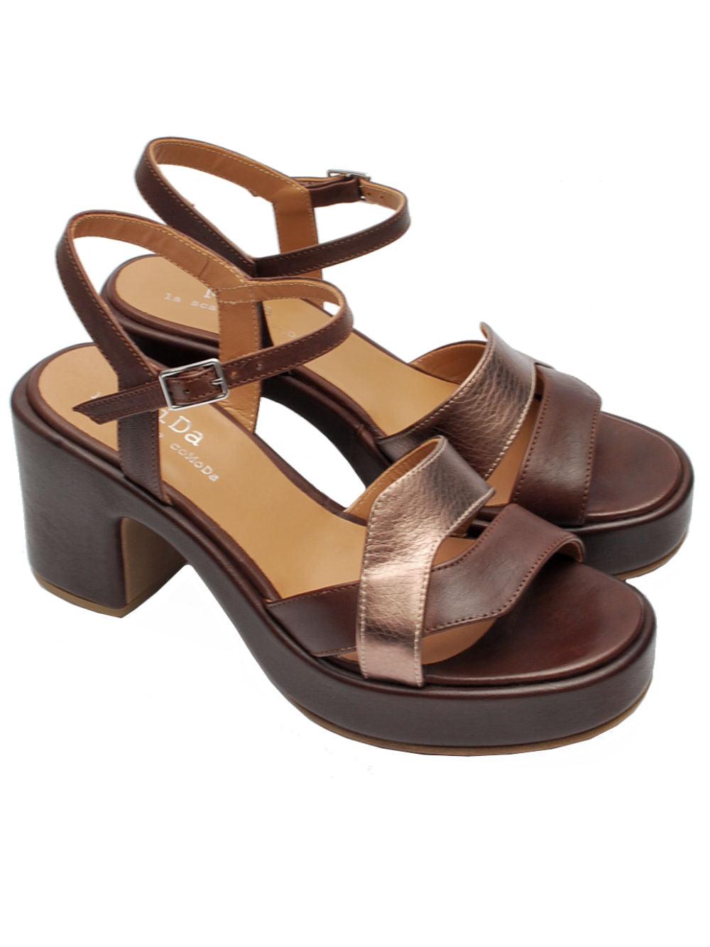 Sandalo Midare 3303 Vitello Testa di Moro e Bronzo Pe26