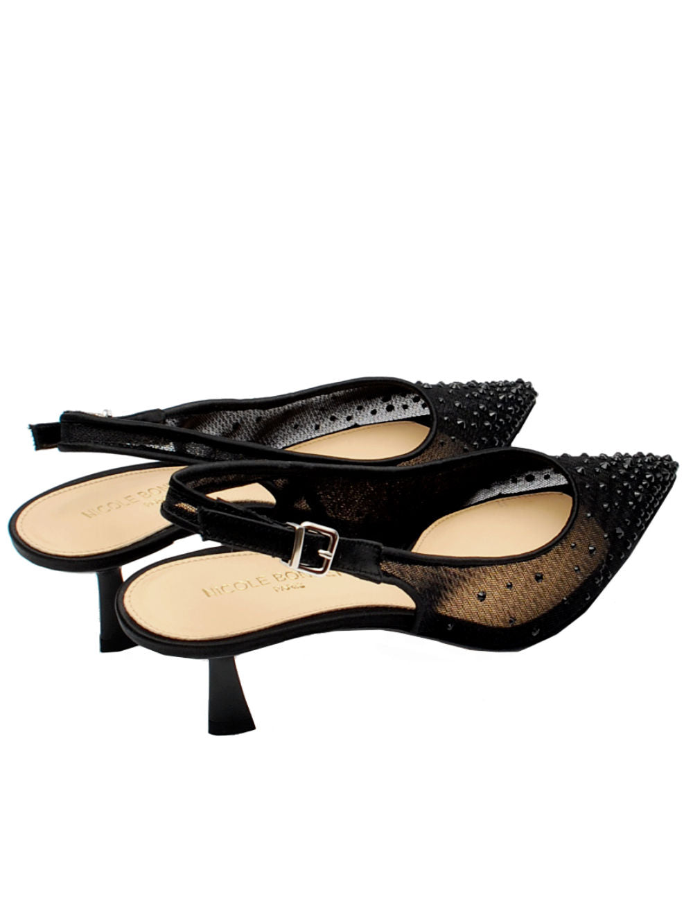 Slingback Donna Nicole Bonnet 3065 Raso Nero pe26