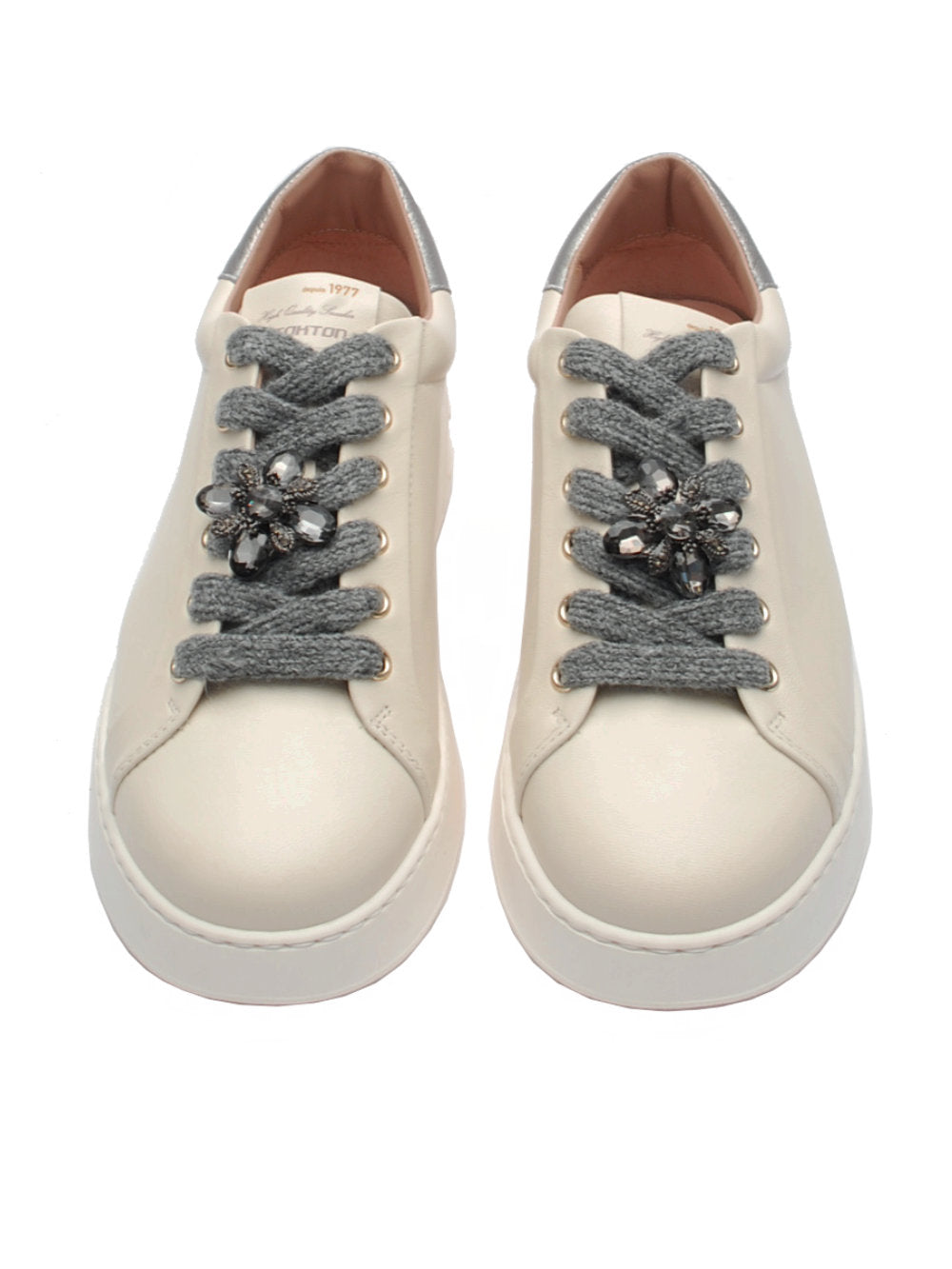 Sneakers Donna Stokton 223D Nappa Panna con Gioielli Ai25- Calzature Nucca