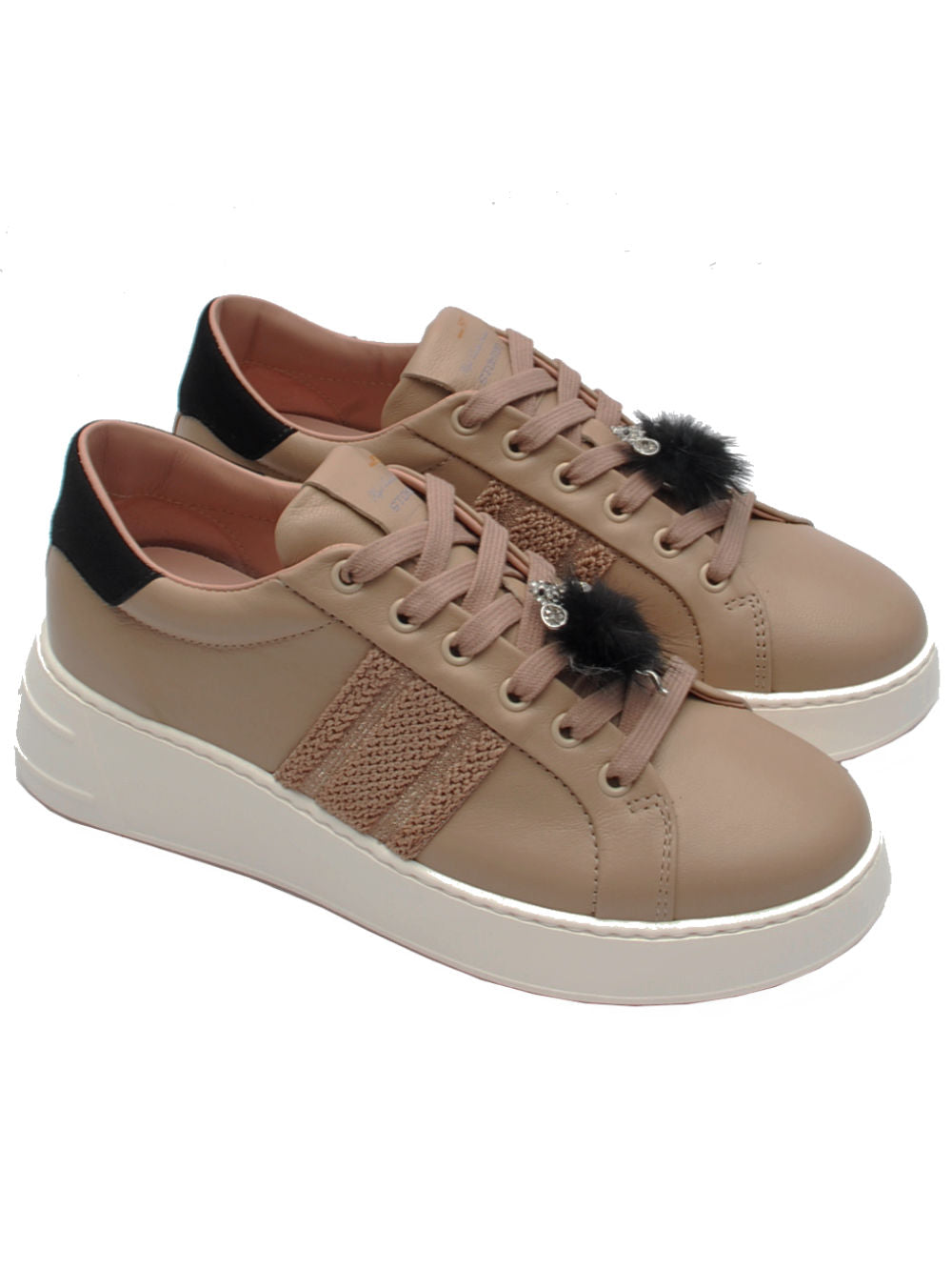 Sneakers Donna Stokton 240D Nappa Nude con Gioielli Ai25- Calzature Nucca