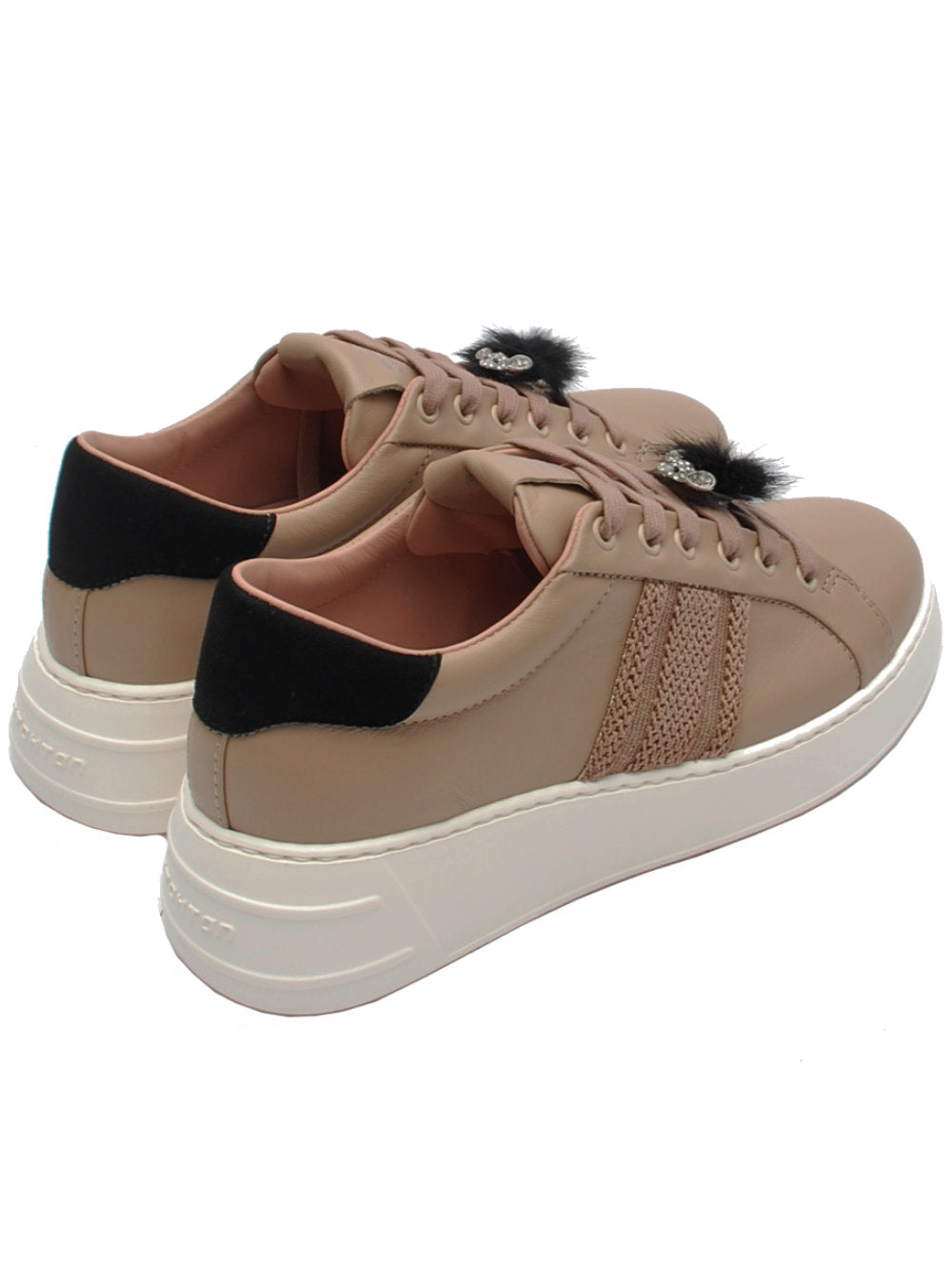 Sneakers Donna Stokton 240D Nappa Nude con Gioielli Ai25- Calzature Nucca