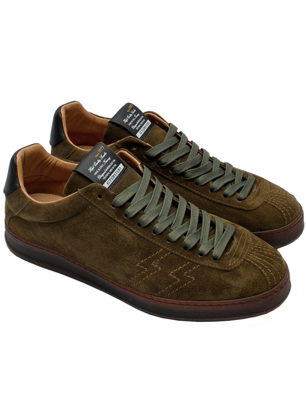 Sneakers Uomo Stokton Zapper U Camoscio Oliva Ai25 - Calzature Nucca
