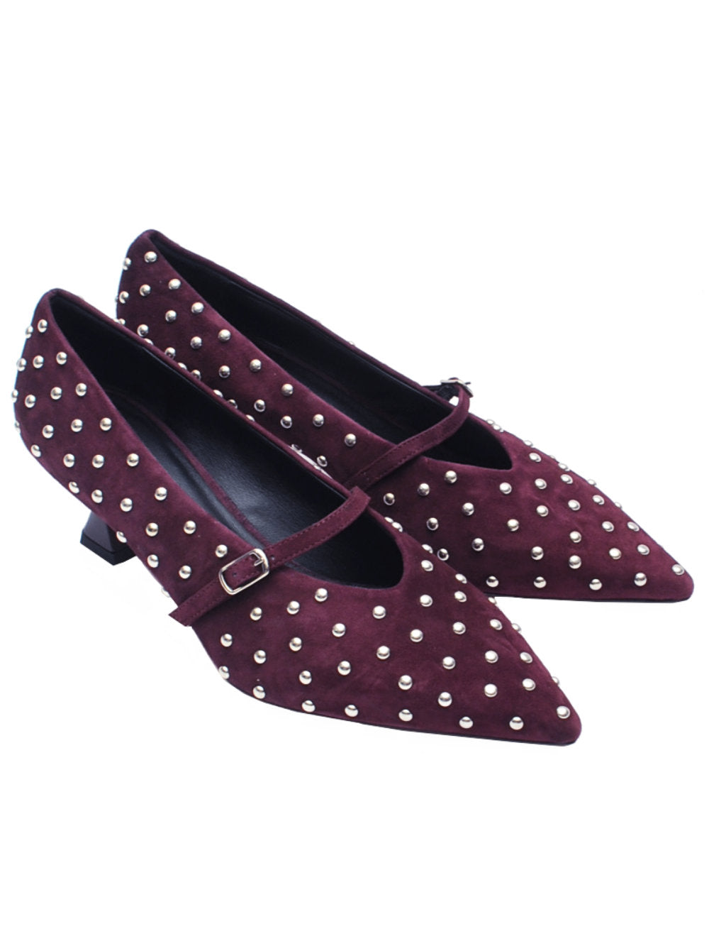 Décolleté The Seller SS3007 - Borchie in Camoscio Vino  Ai25 - Calzature Nucca