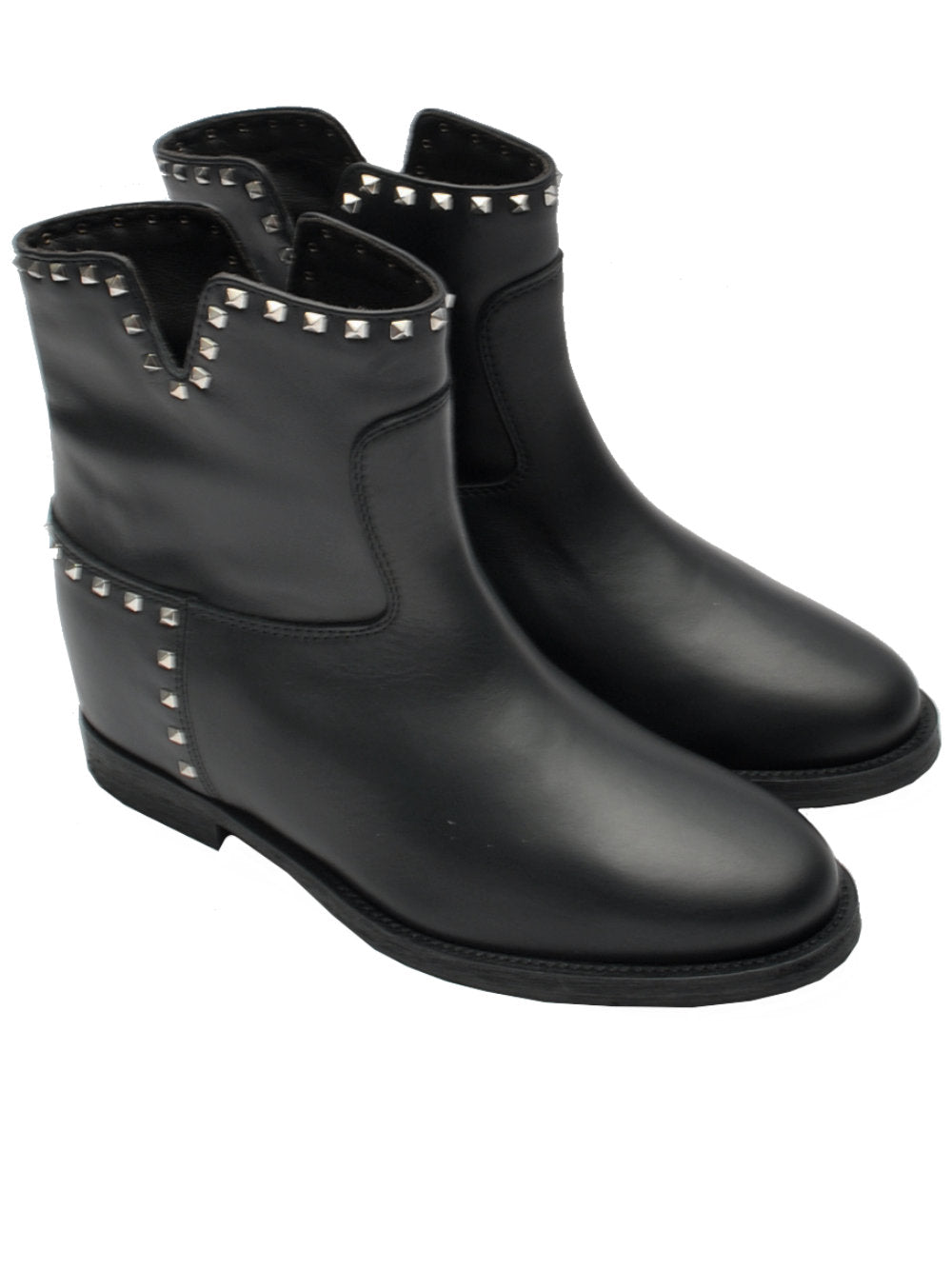 Tronchetto Donna Via Roma 15 - Vitello Nero Borchie Art. 2853 Ai25 - Calzature Nucca