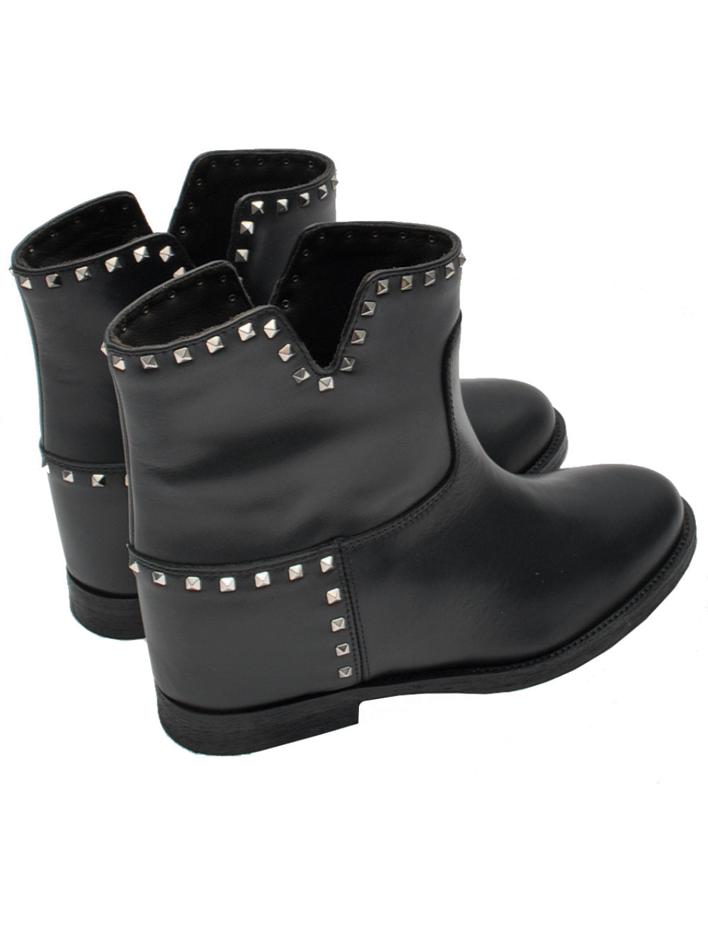 Tronchetto Donna Via Roma 15 - Vitello Nero Borchie Art. 2853 Ai25 - Calzature Nucca
