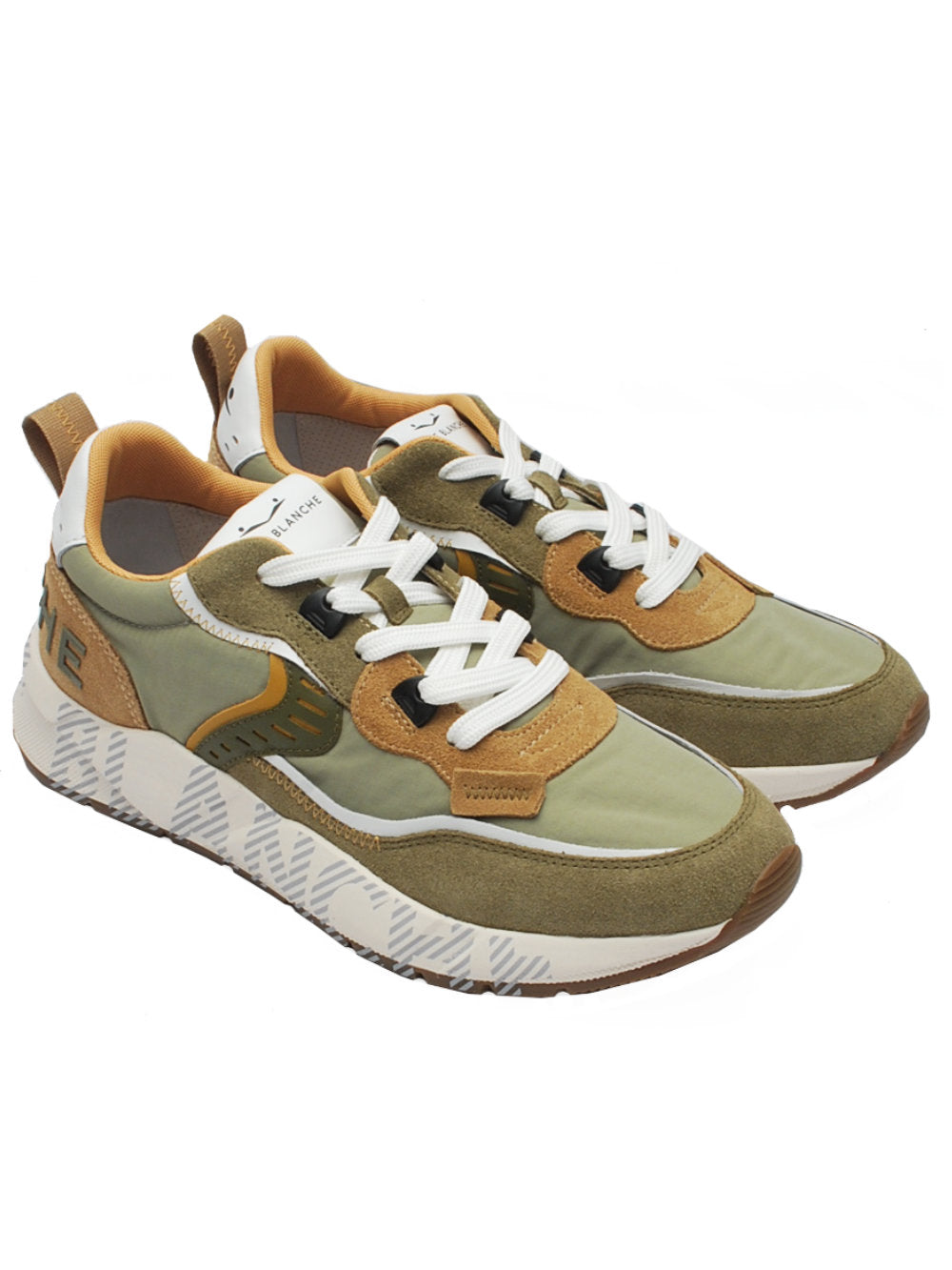 Sneakers Voile Blanche Club01 Suede Nylon - Army green-Caramel (Cod. 1f06) pe25 - Calzature Nucca