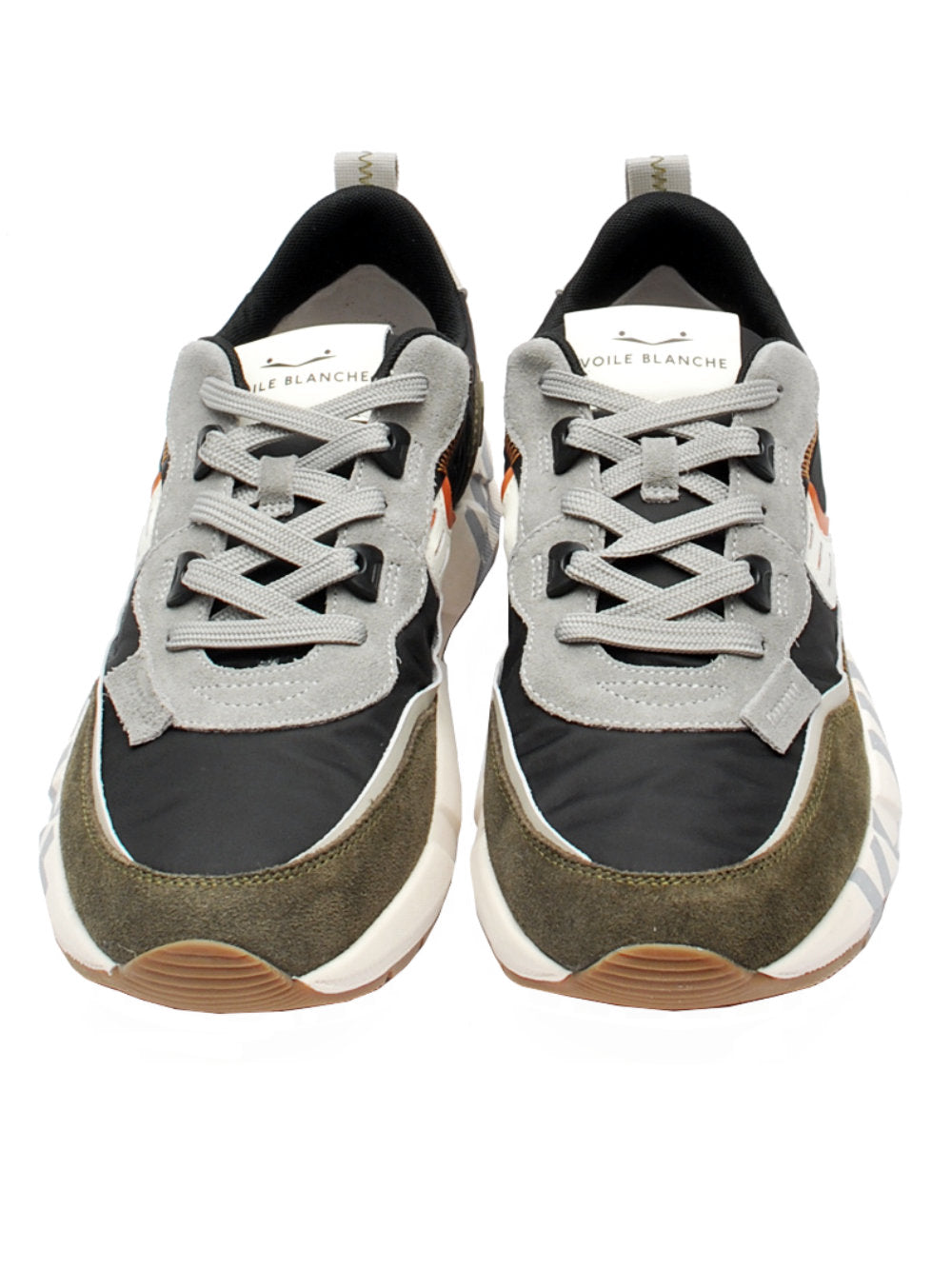 Sneakers Voile Blanche Club01 Suede Nylon - Army green-Black-Grey (Cod. 1f08) ai25 - Calzature Nucca