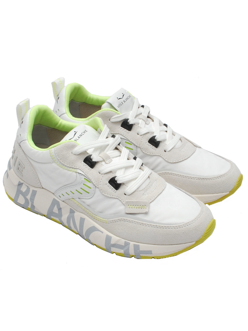 Sneakers Voile Blanche Club01 Suede Nylon - White Fluo Yellow (Cod. 1n40) pe25 - Calzature Nucca