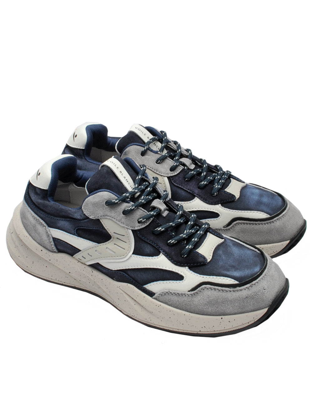 Sneakers Voile Blanche Club 22 Washed Leater  - Lead Blue (Cod. 3B45) ai25 - Calzature Nucca