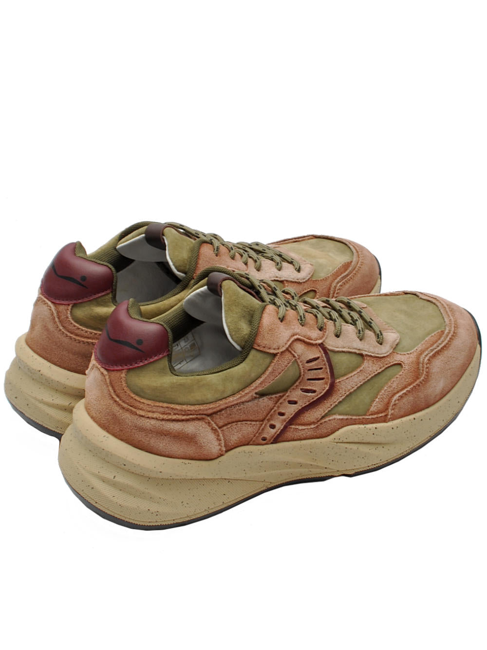Sneakers Voile Blanche Club 22 Washed Leater  - Brown Army Green (Cod. 3D15) ai25 - Calzature Nucca