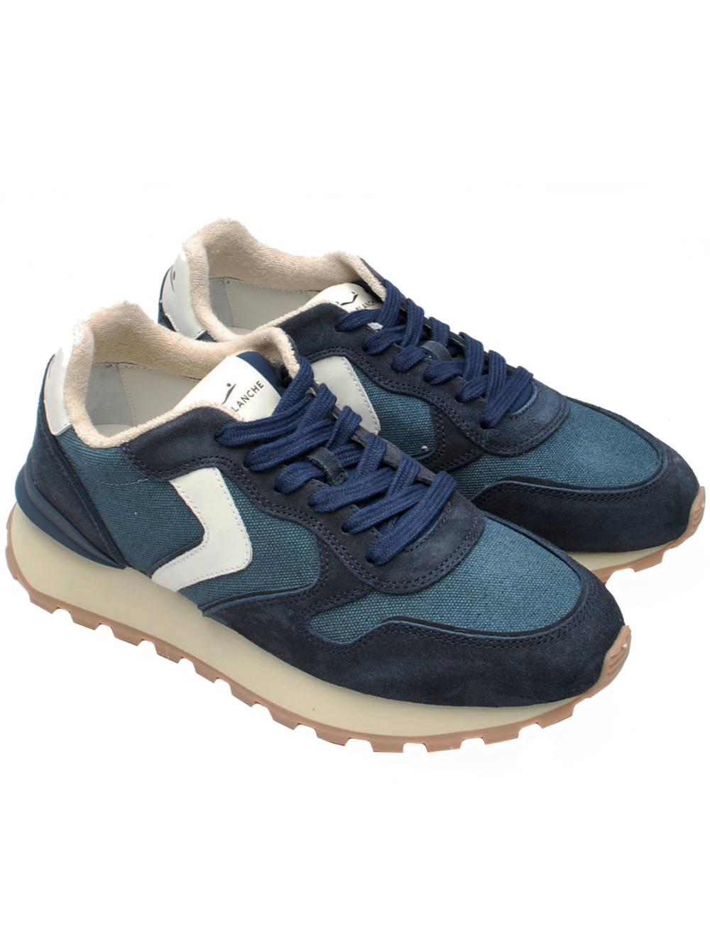 Sneakers Voile Blanche Paris Race Blu Jeans Offwhite (Cod. 1C26) Pe26