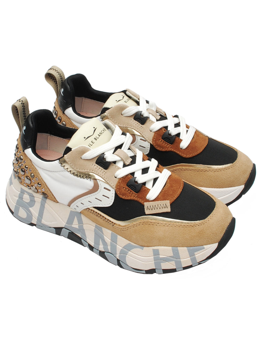 Sneaker Donna Voile Blanche Club 105 - Light Brown - Black - Dove (Cod. 1D33) Ai26