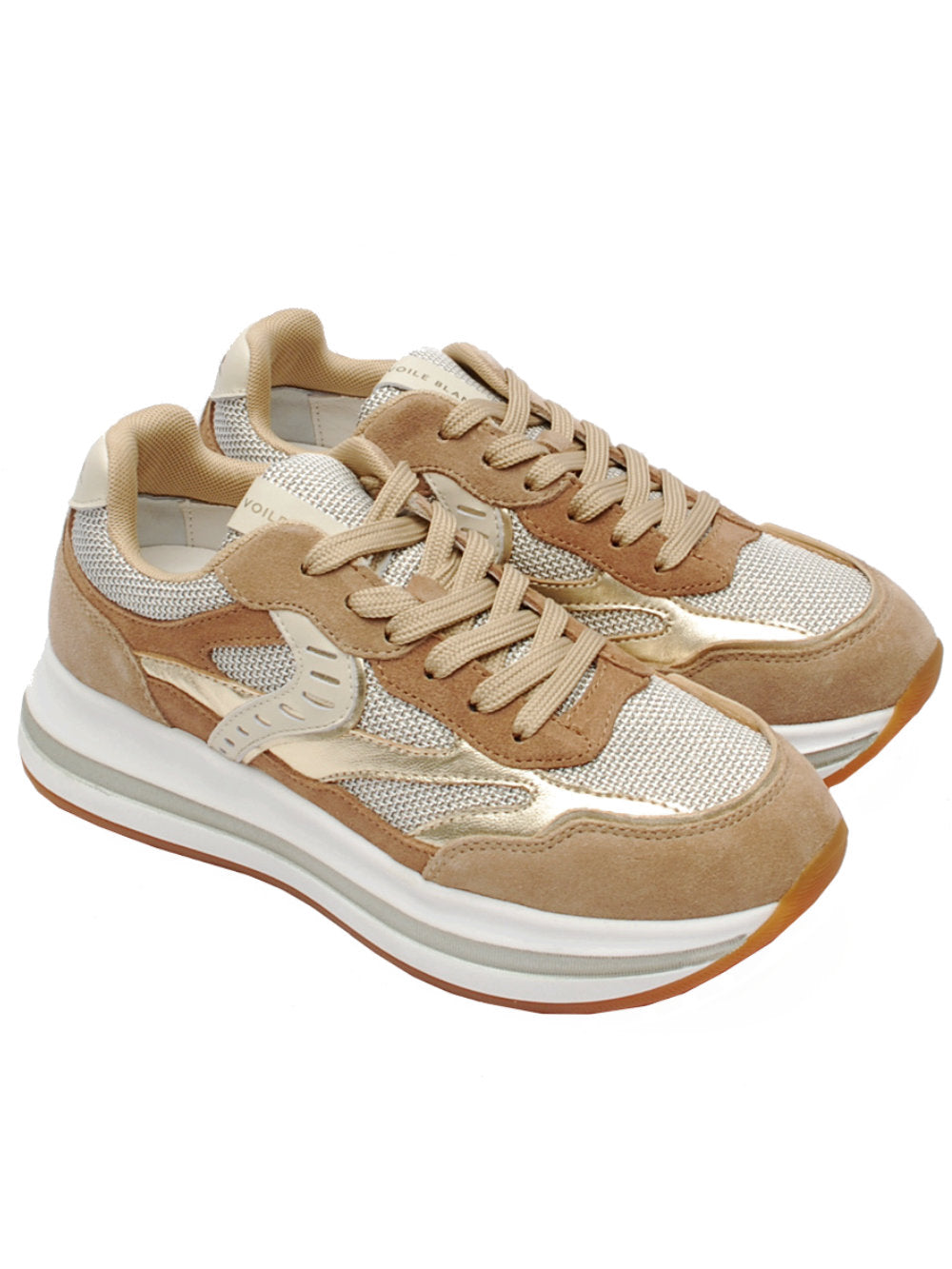 Sneaker Donna Voile Blanche Merry 122 - Light Brown - Platinum (Cod. 4D67) Ai26